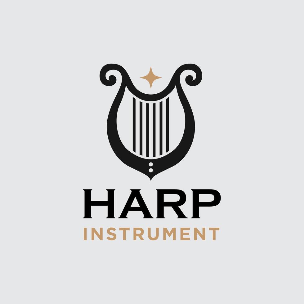harp music instrumental logo design vector