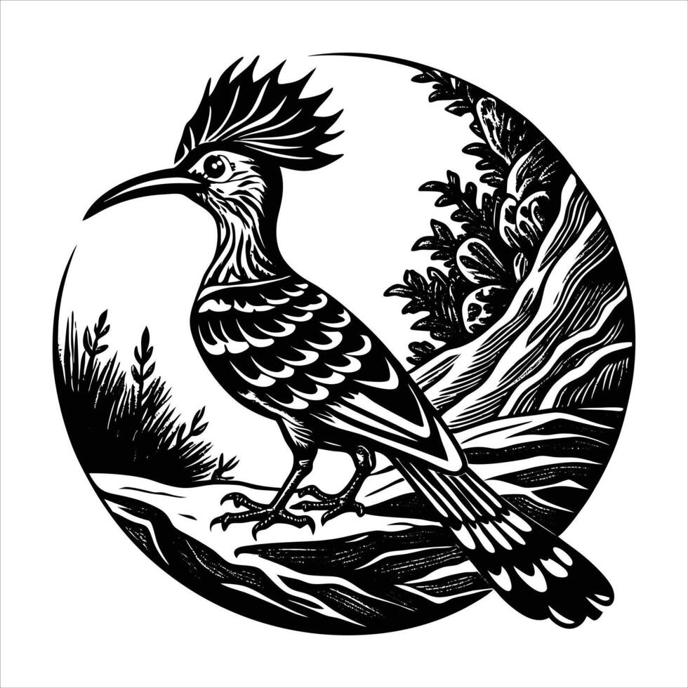 Potoo Birds Whit Tree Silhouette vector