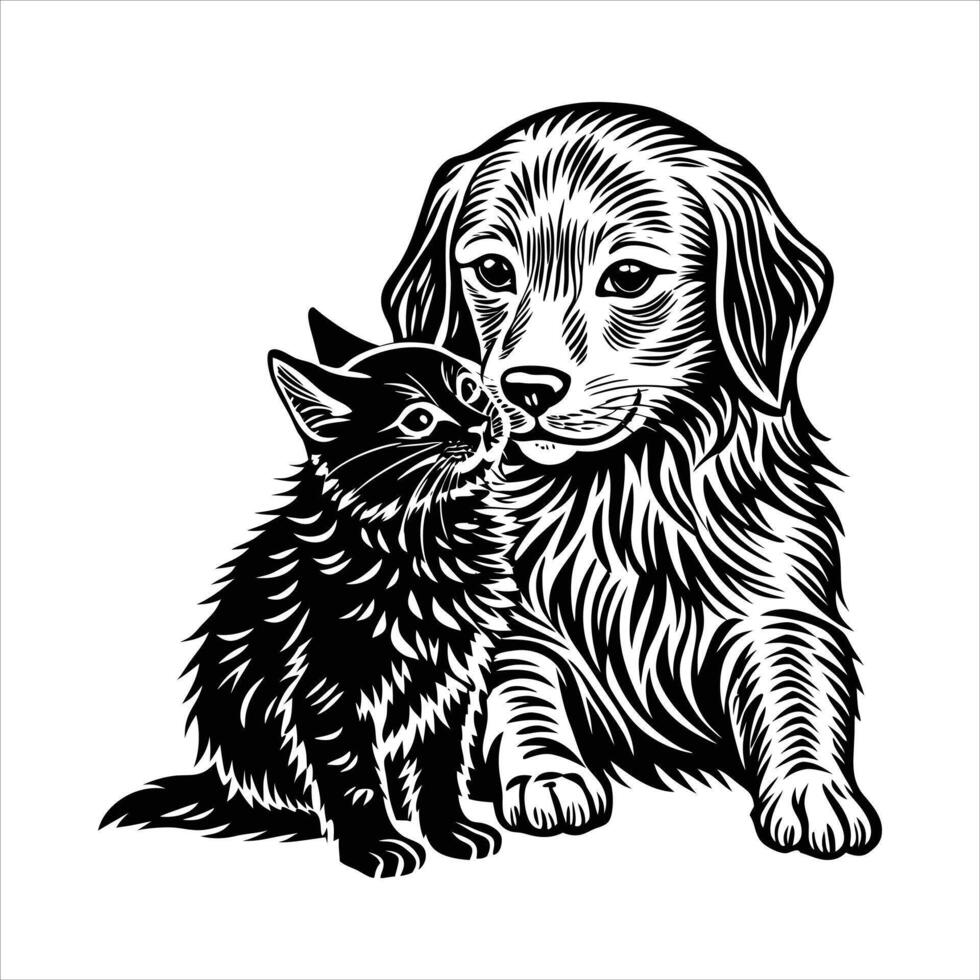 Friendship Dog and Cat vector