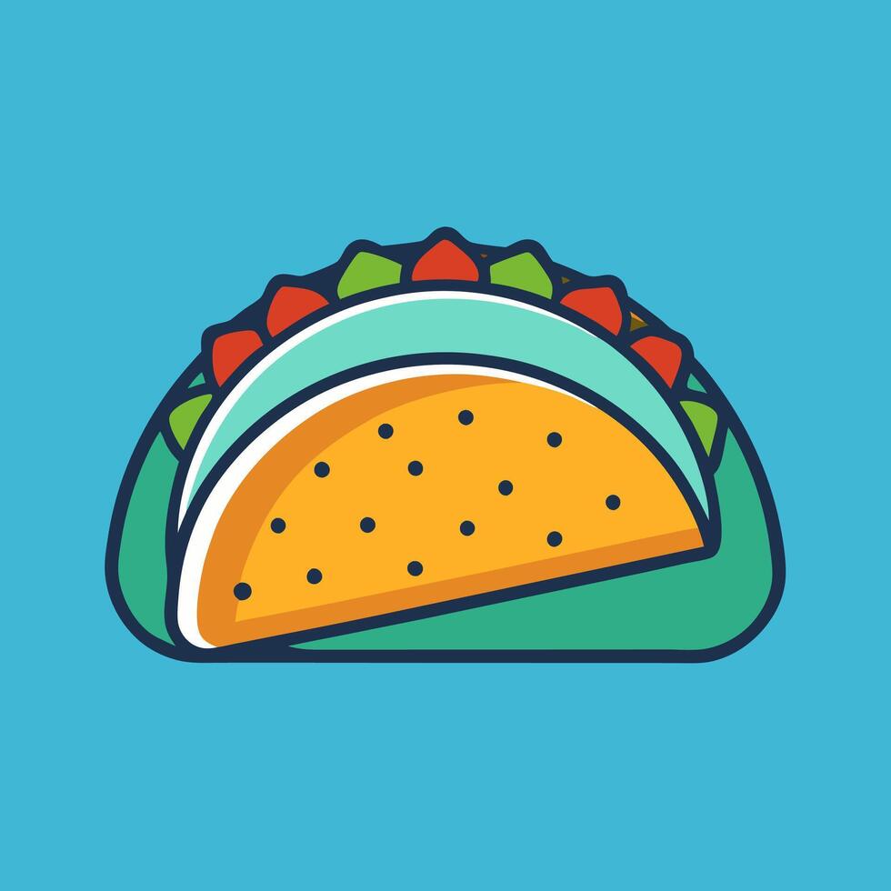 Vibrant Taco Illustration Mexican Food, Colorful Design. vector