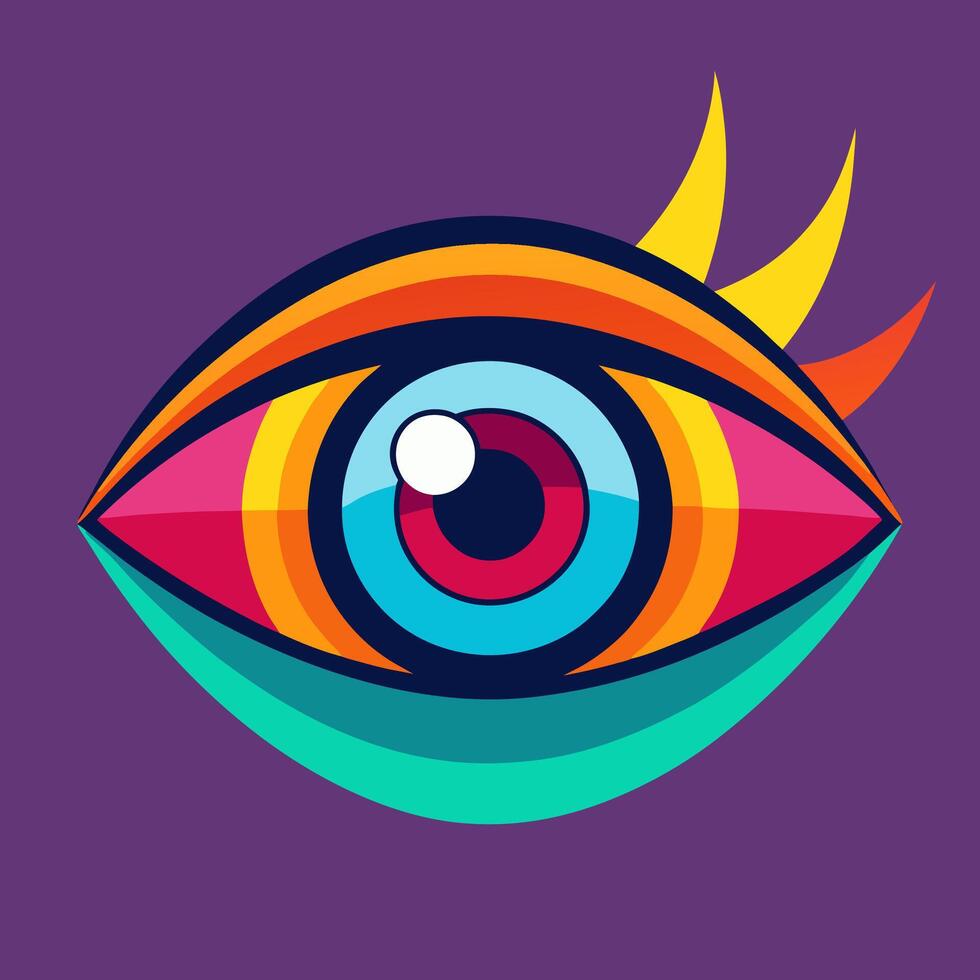Colorful Geometric Eye Illustration Pop Art Style Graphic. vector