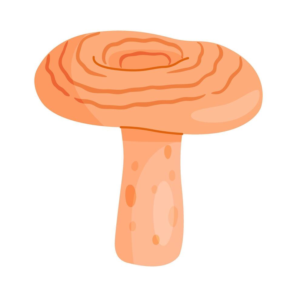 Saffron milk cap edible forest mushroom icon. Hand drawn trendy flat style delicious milk cap. Lactarius deliciosus. illustration Isolated vector