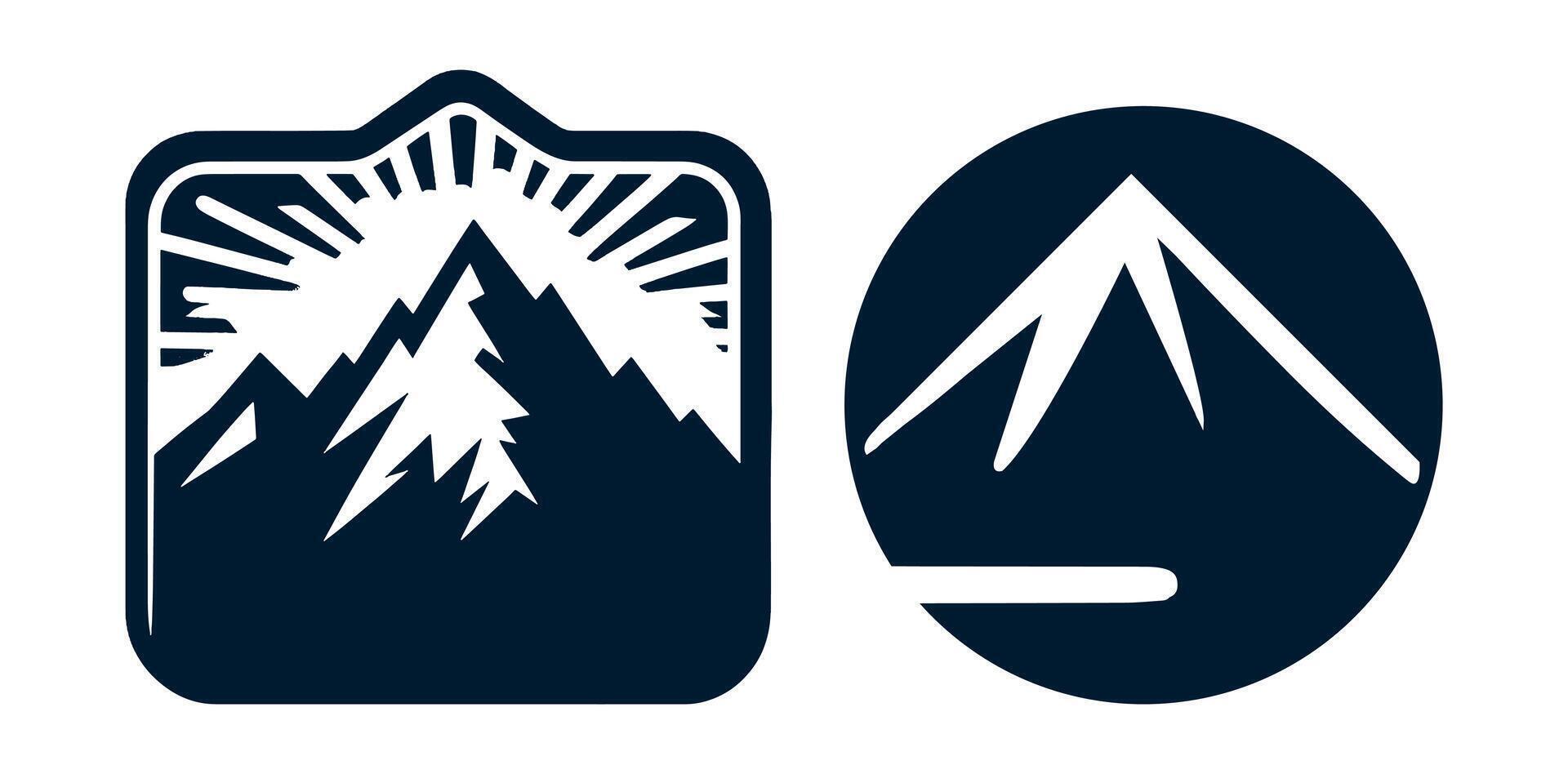 Mountain and mountain range icon set vector
