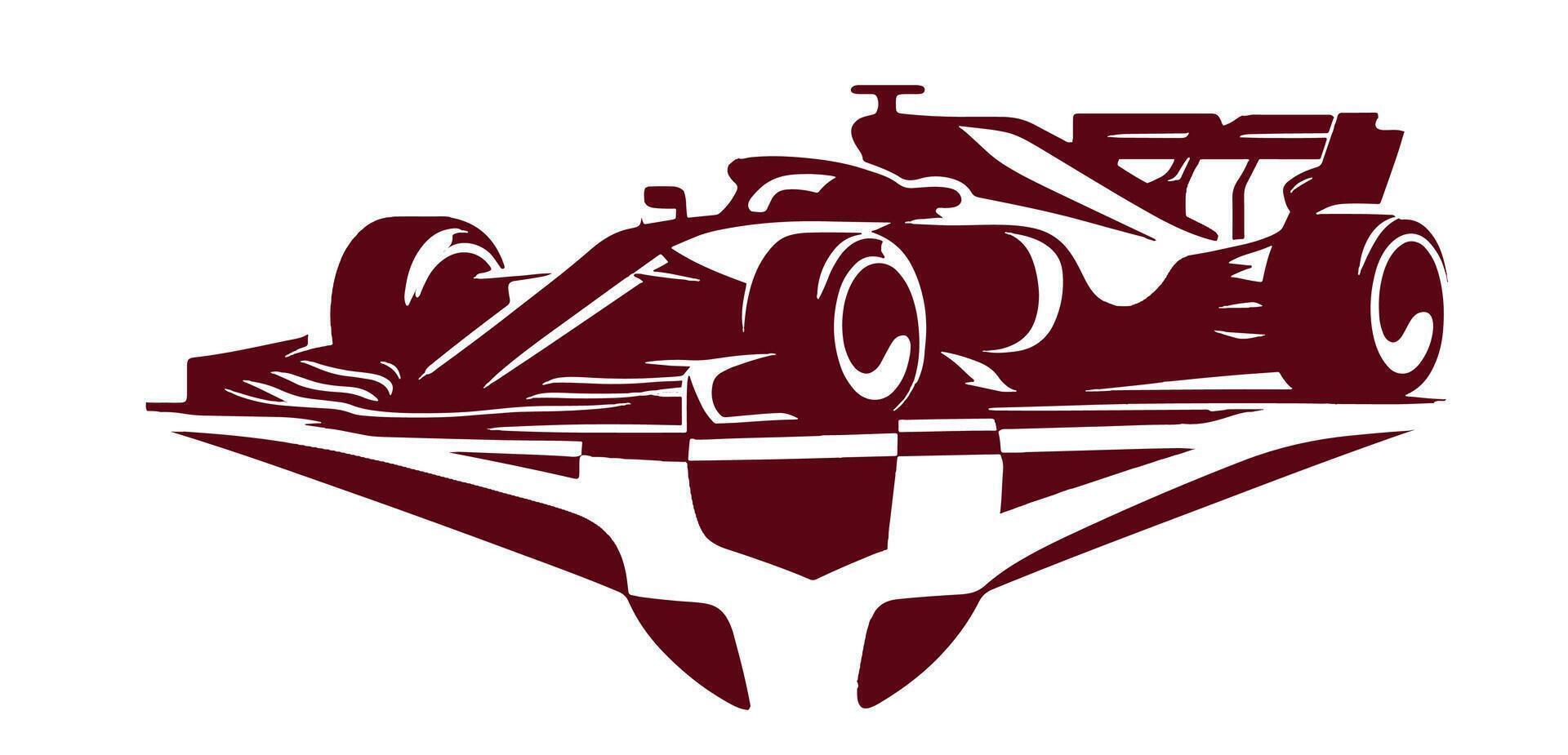 A racing car logo with a checkered flag vector