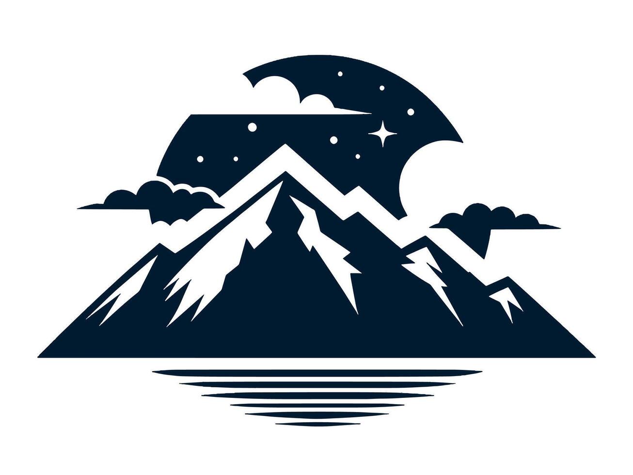 Mountains and stars in the night sky vector