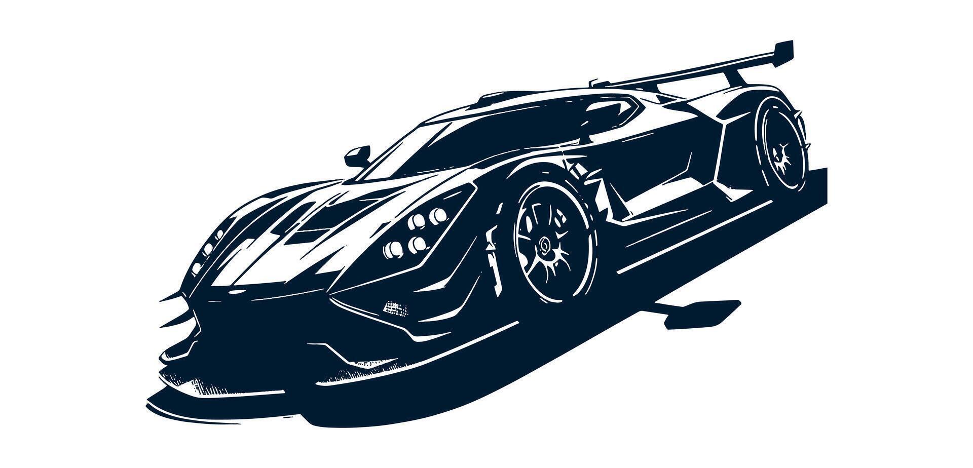 A black and white racing car on a white background vector