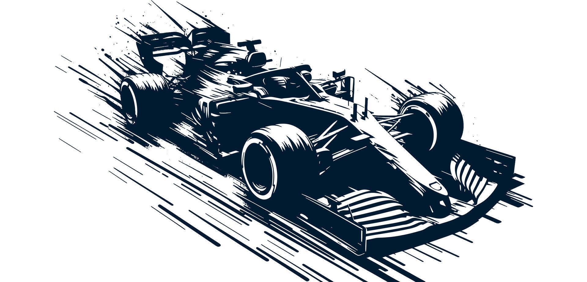 A black and white drawing of a sports racing car vector