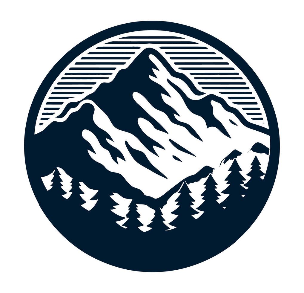 Mountain landscape with pine trees and mountains illustration vector