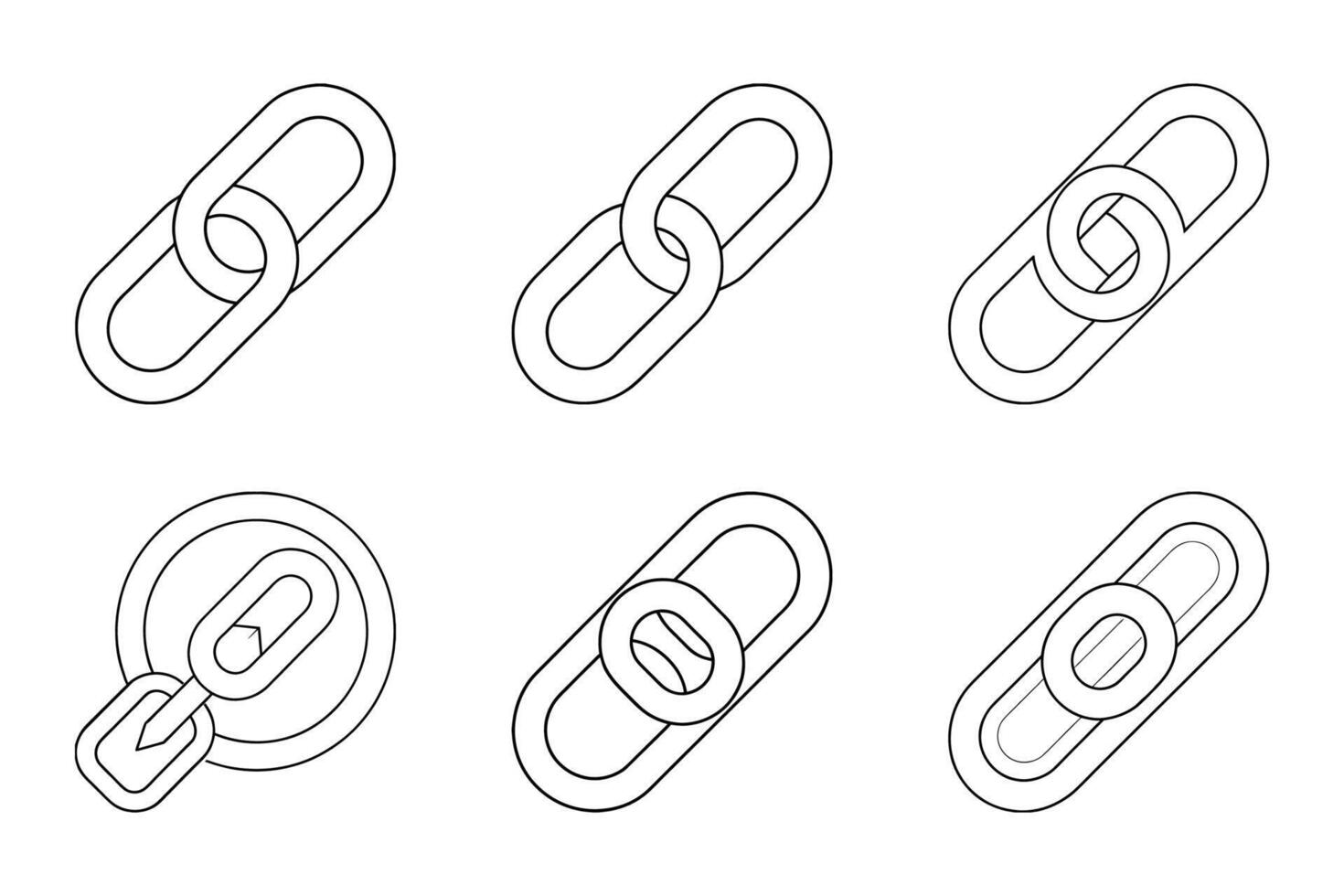 Geometric link silhouette icon set design vector