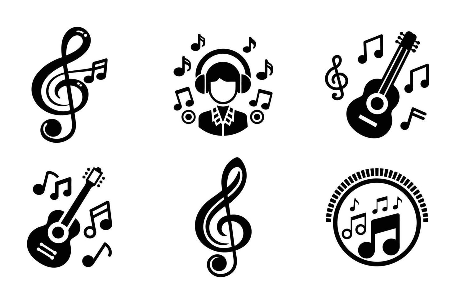 Minimalist music outline silhouette icons vector