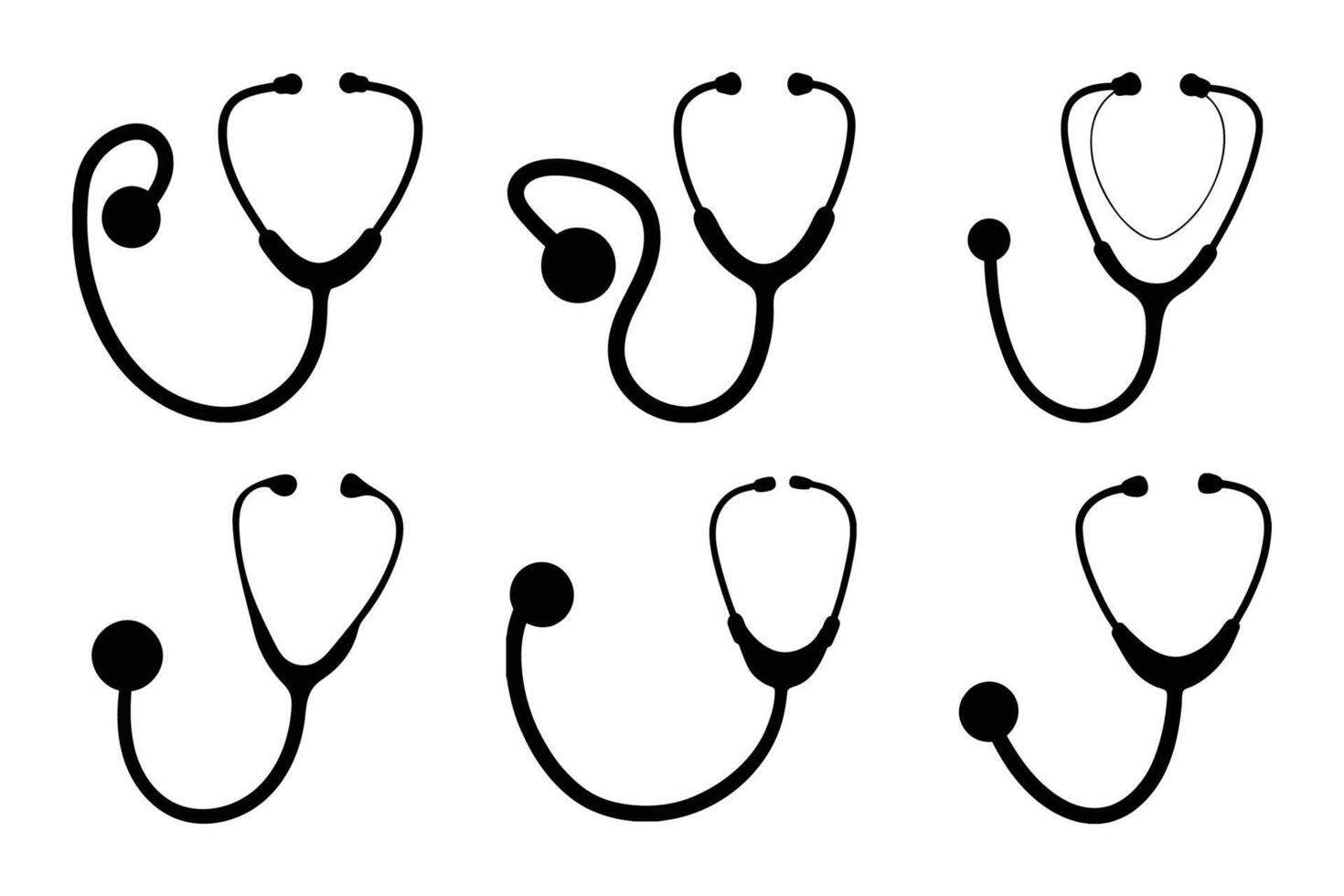 Modern stethoscope silhouette icon set design vector