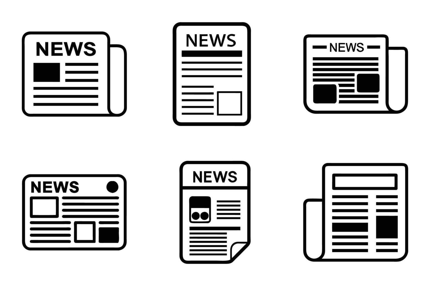Editorial outline silhouette icon pack vector