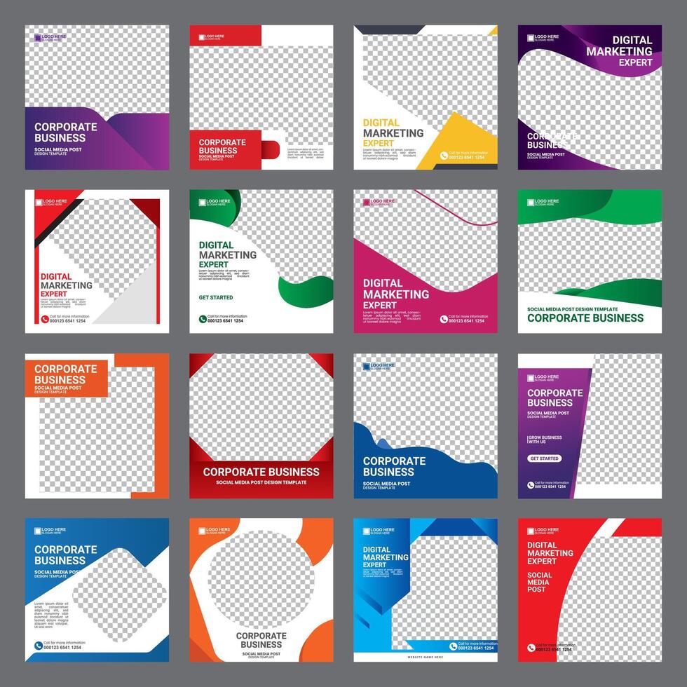 digital marketing social media content templates vector