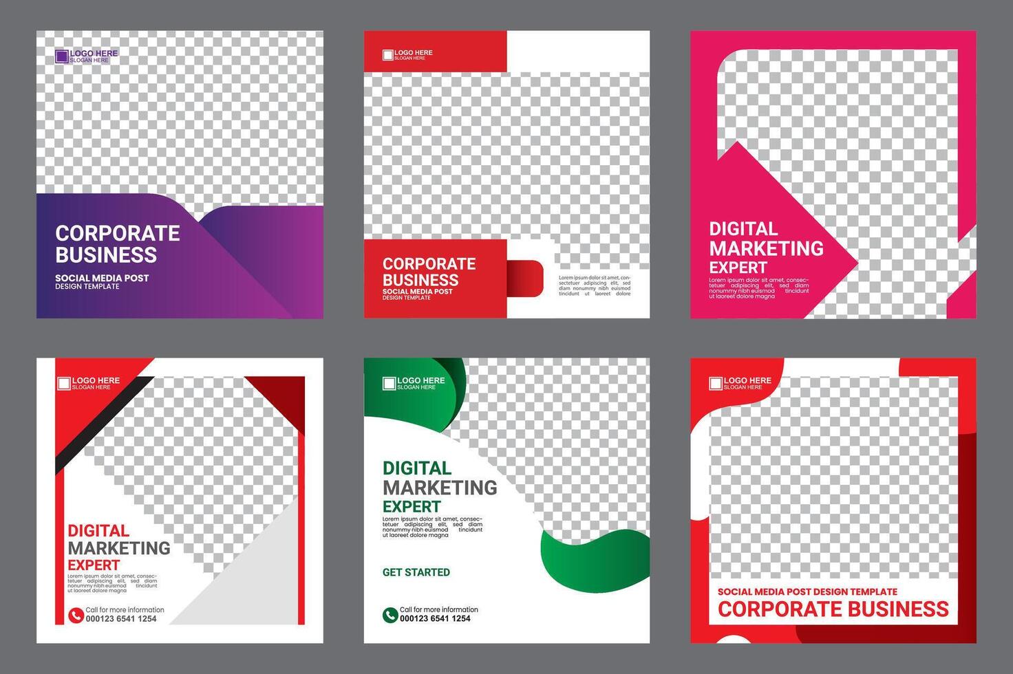 digital marketing social media templates vector