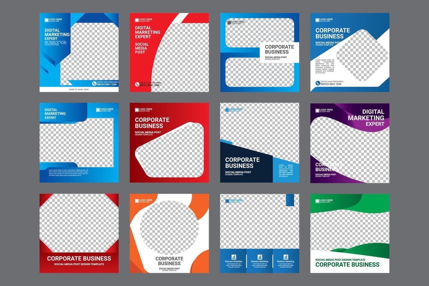 social media marketing post design template packs vector
