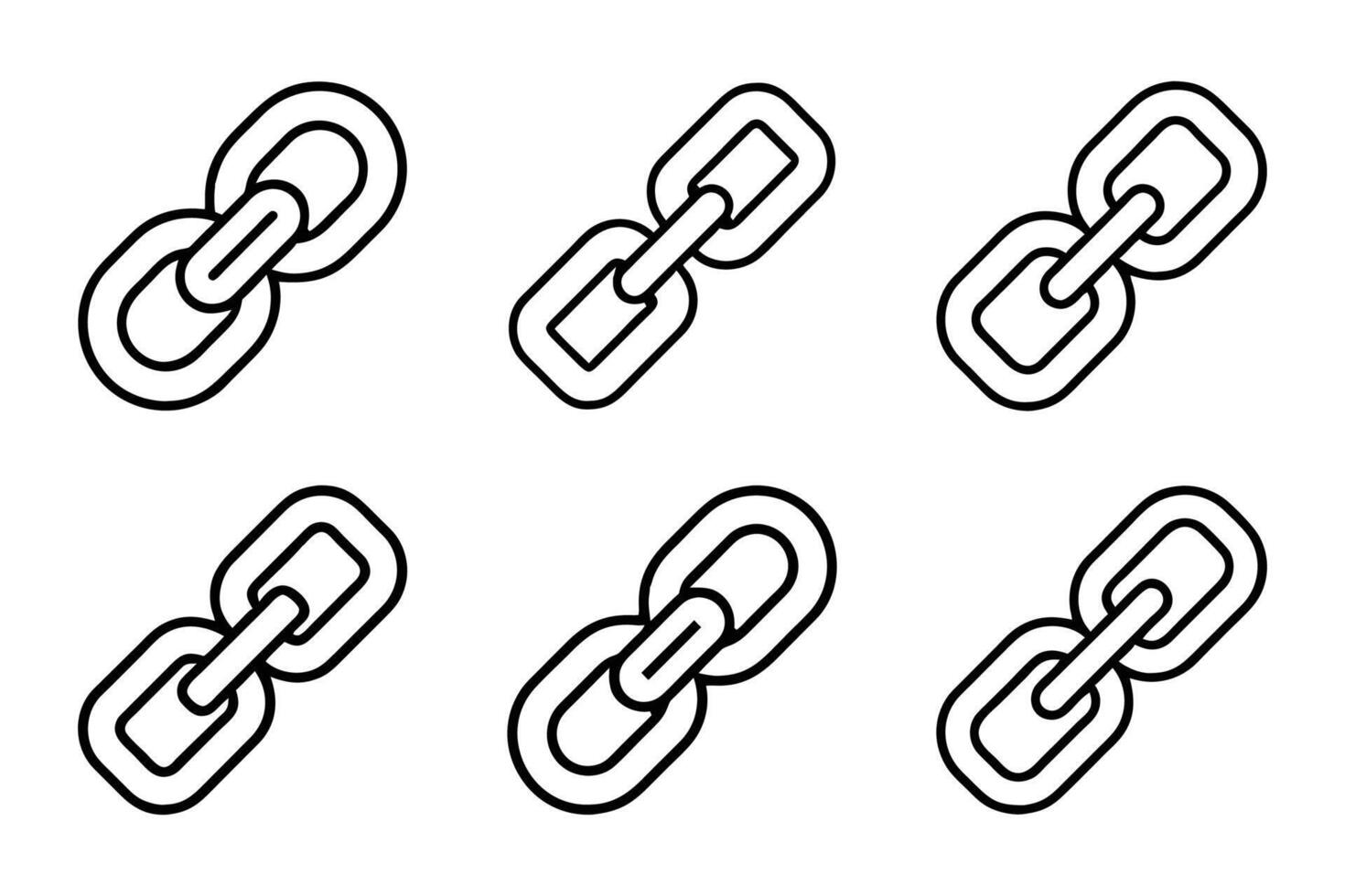 Minimalist chain link silhouette icon set vector