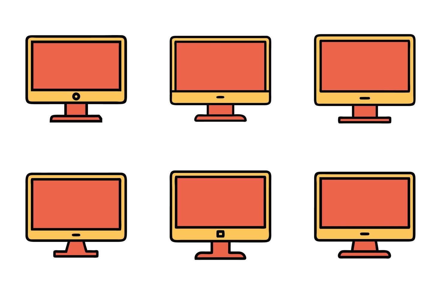 Monitor screen outline silhouette icons vector