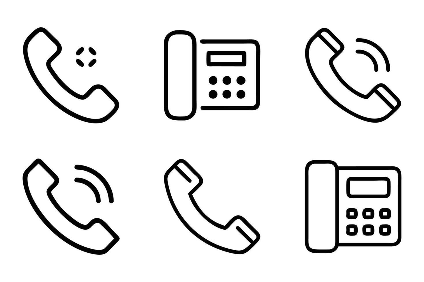 Landline silhouette icon pack in outline vector