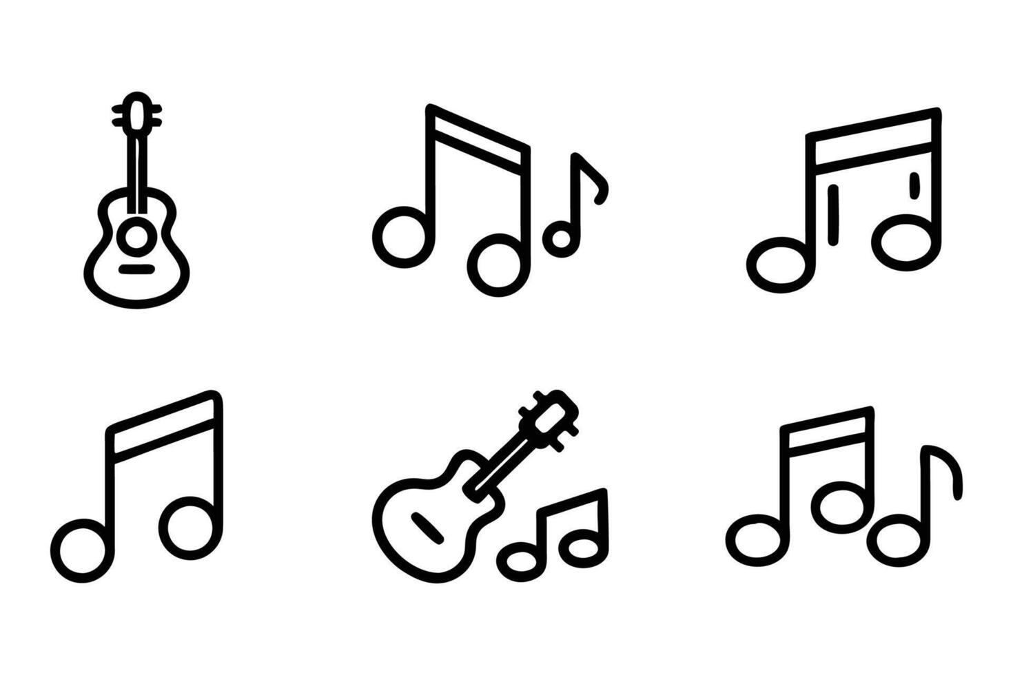 Music note outline silhouette icon set vector