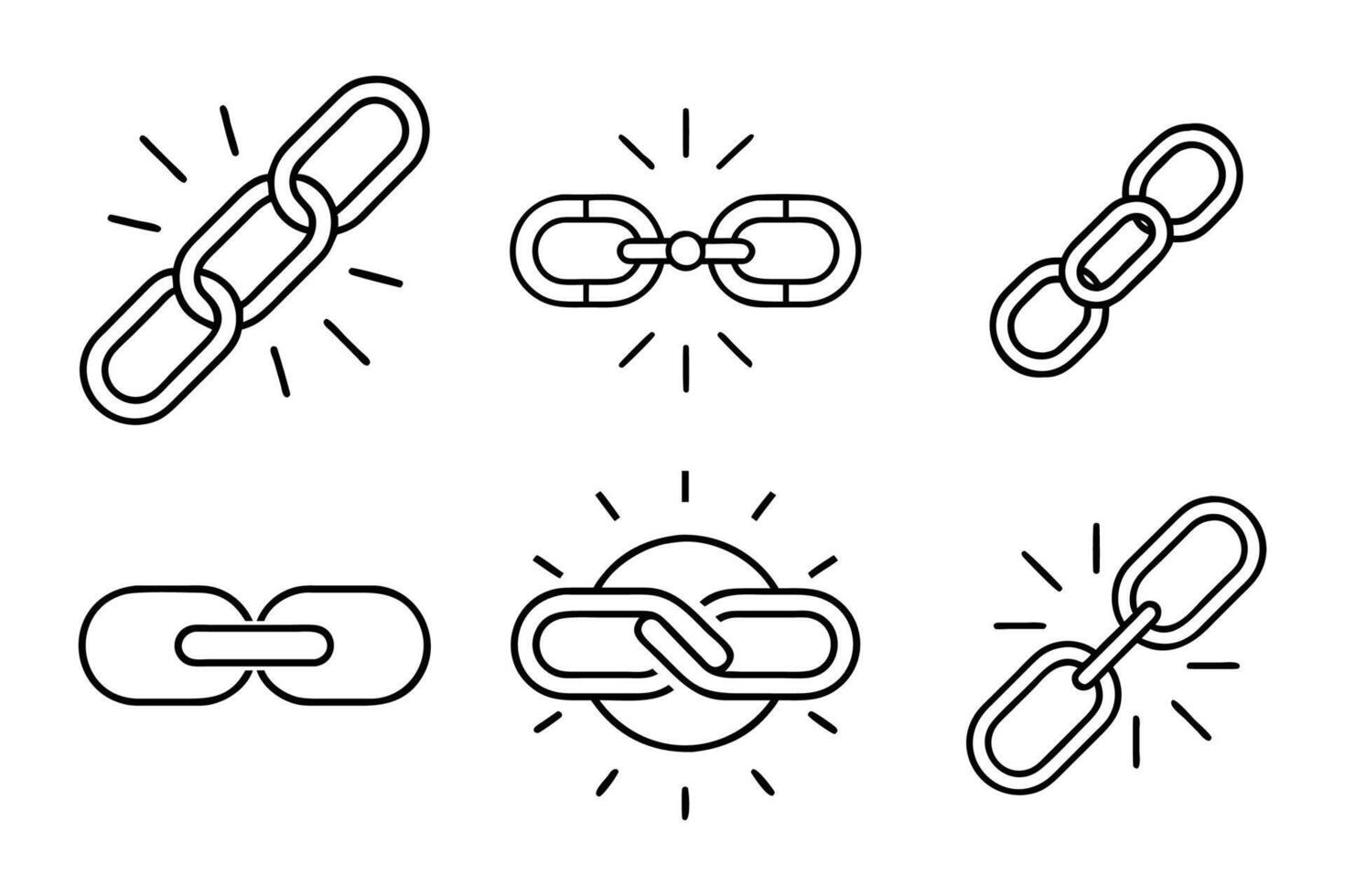 Simple outline link silhouette icon set vector