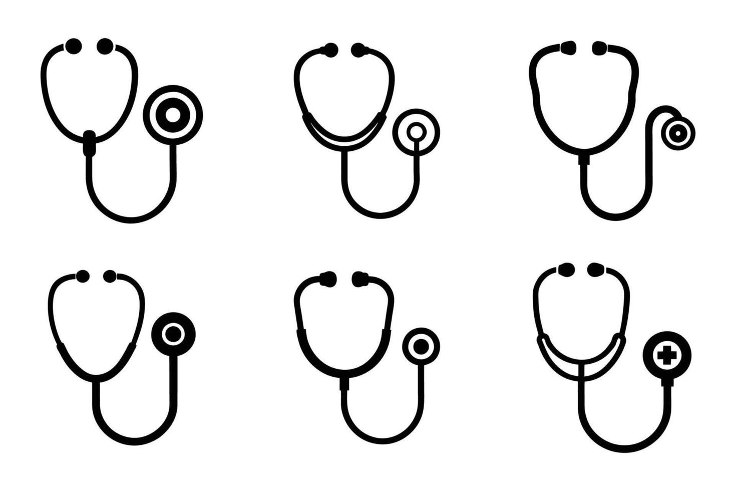 Isolated flat stethoscope silhouette icon pack vector
