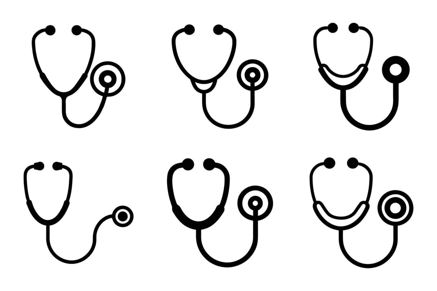 Simple stethoscope silhouette icon set design vector