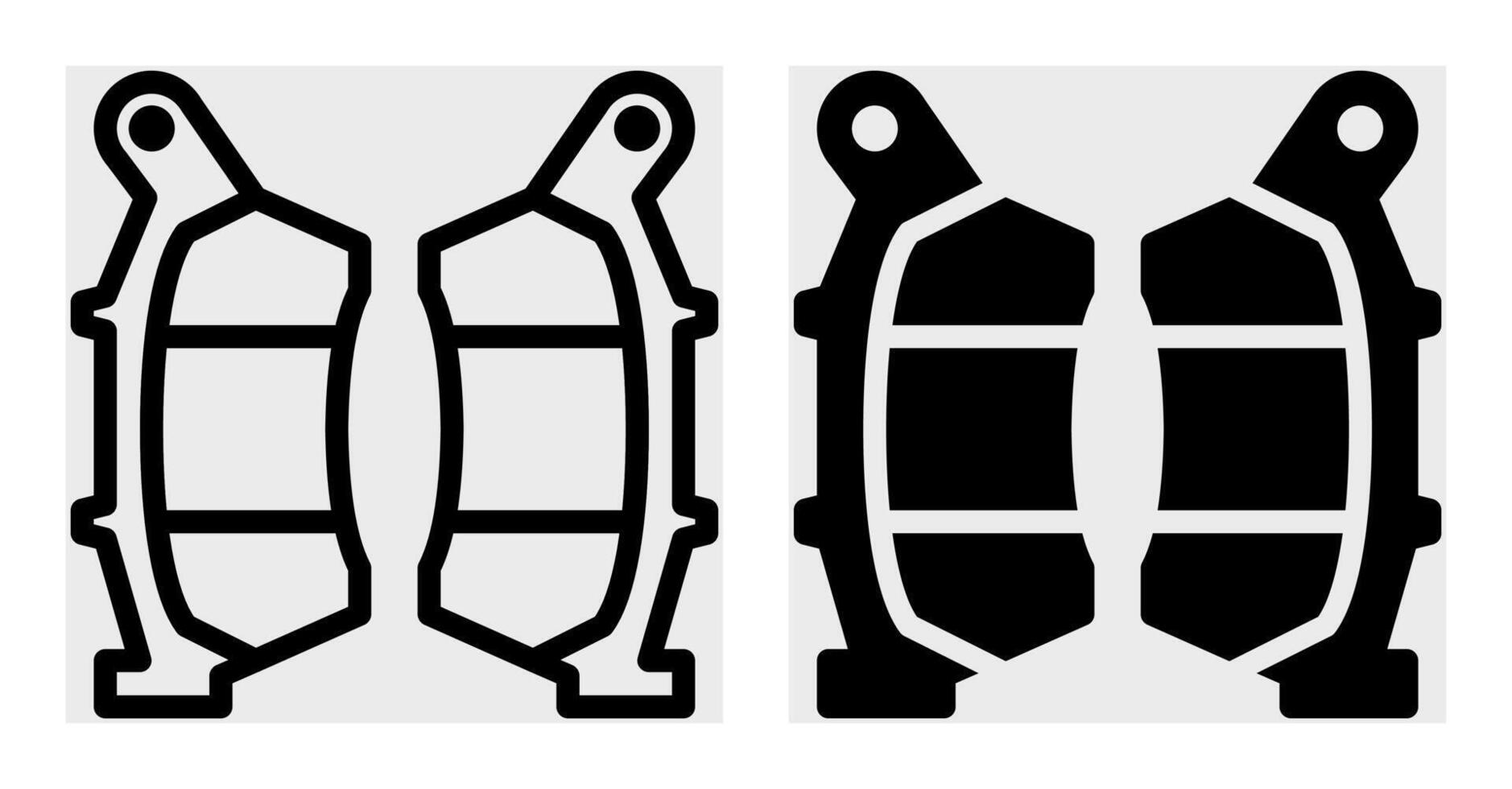 Flat icon of disc brake pads, a key component in modern motorcycle braking systems. The design features a detailed yet straightforward outline, perfect for mechanic shops and infographics. vector
