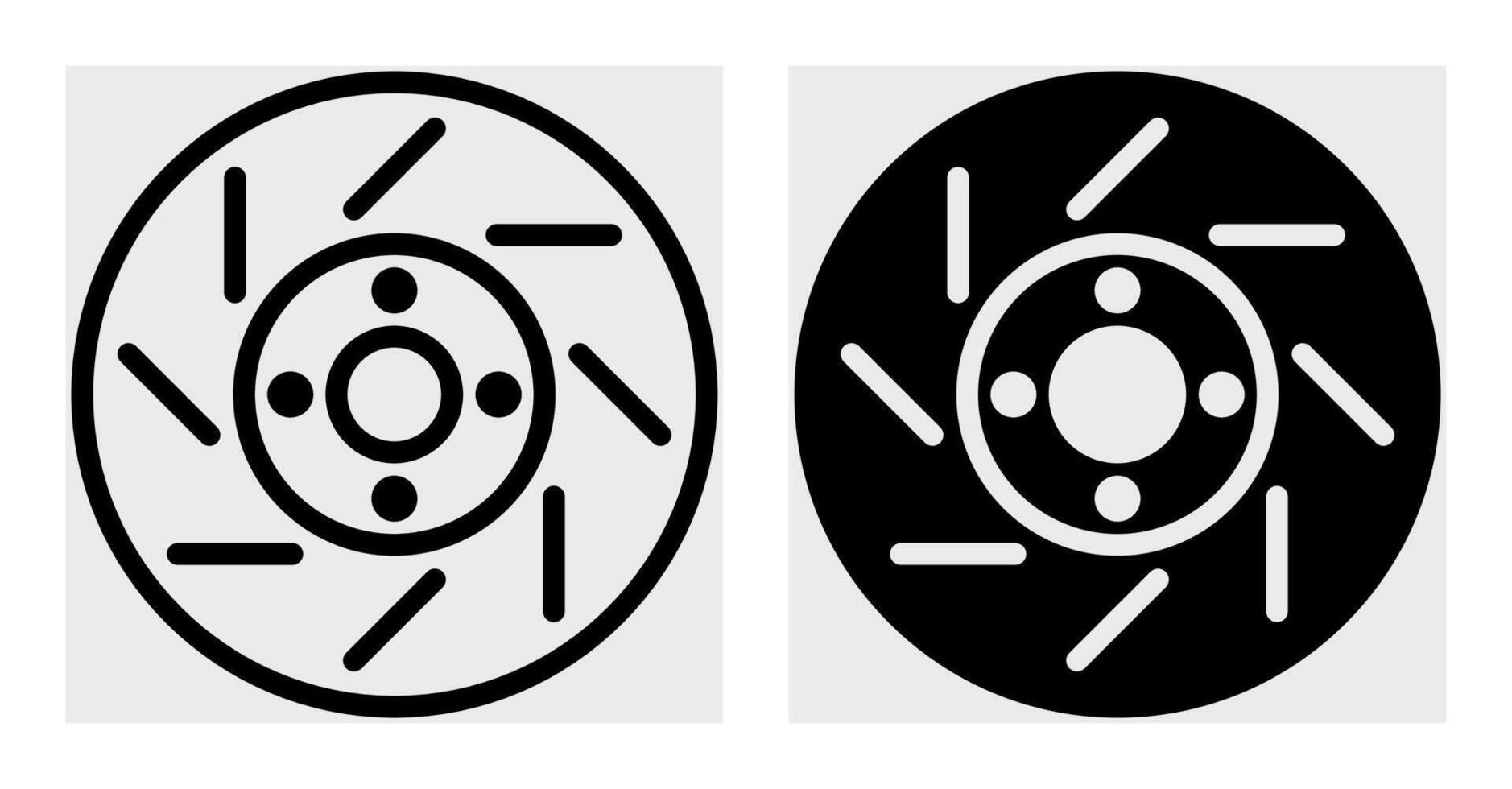 Two black and white brake discs on a white background vector