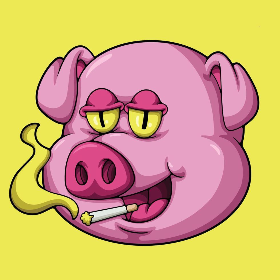 Smoke Pig illustration vector