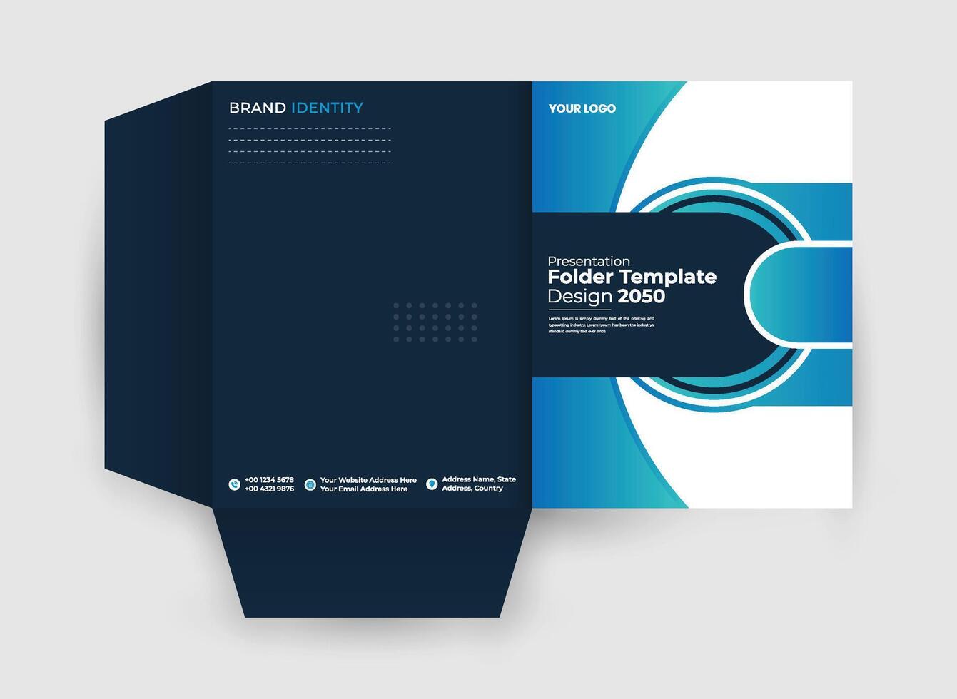A blue folder template with a blue background vector
