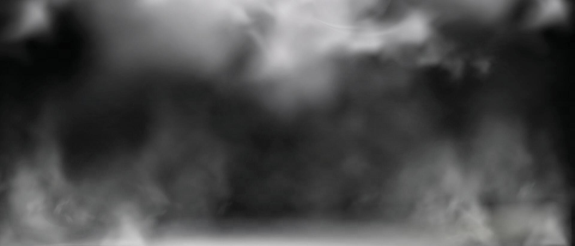 Black and white photo of a stage with smoke coming out of it vector