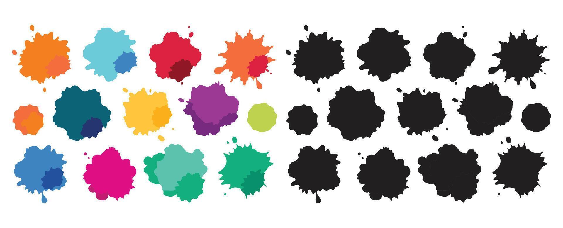 Colorful ink splatters vector