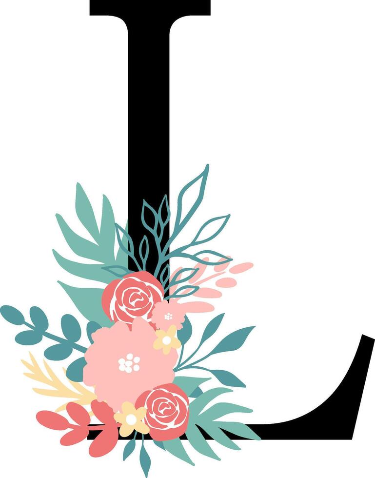 Wedding Letter L with flower vector