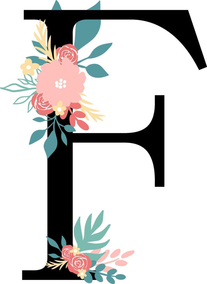 Wedding Letter F with flowers vector