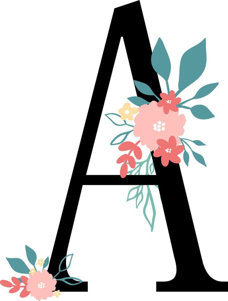 Wedding Letter A with flowers vector