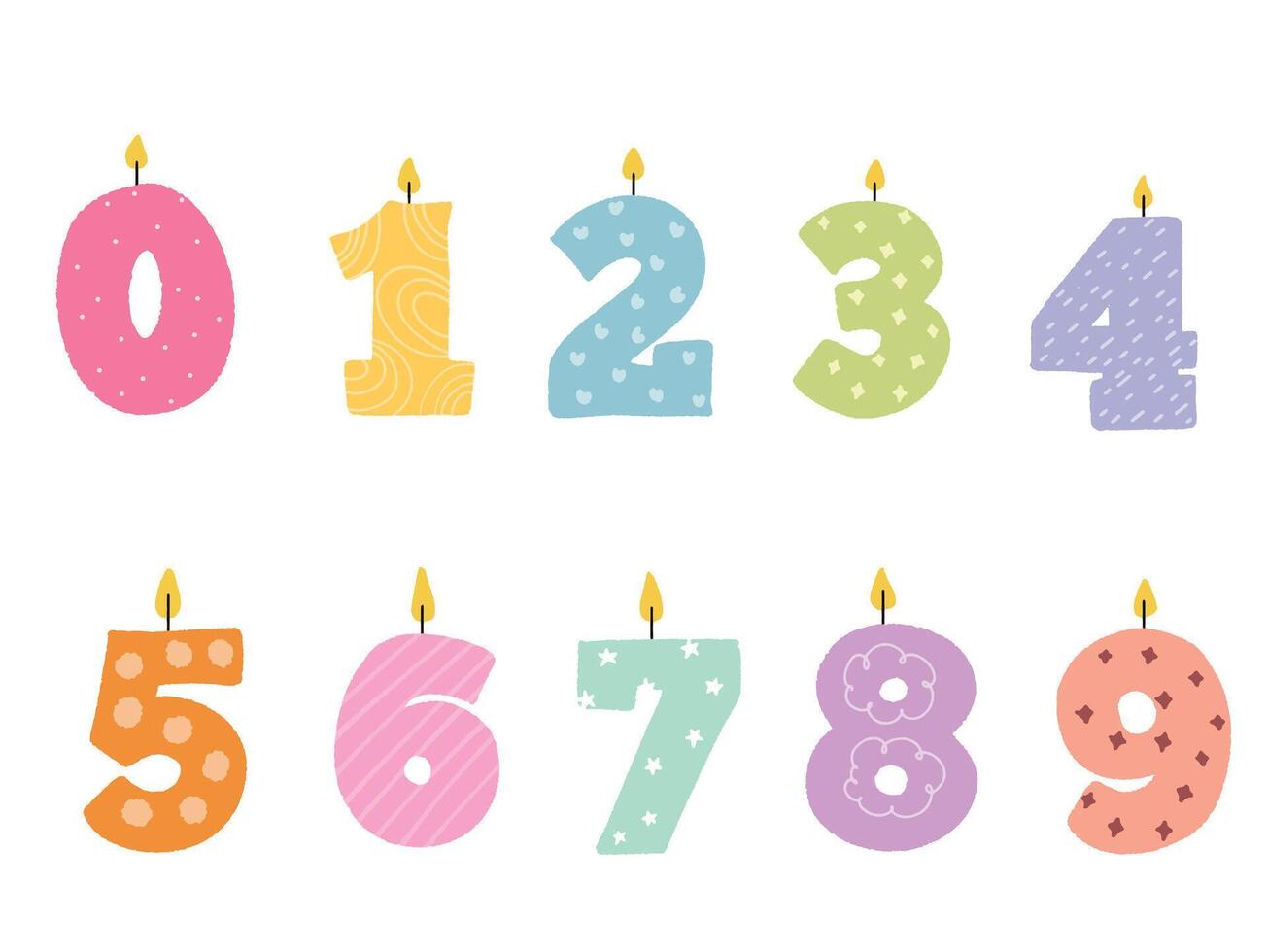 happy birthday number candles cute colorful vector