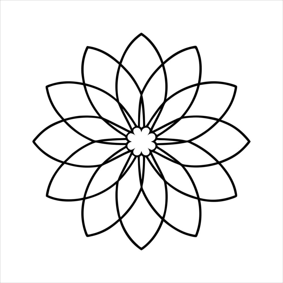 Elegant Cosmic Bloom Mandala Line Art vector
