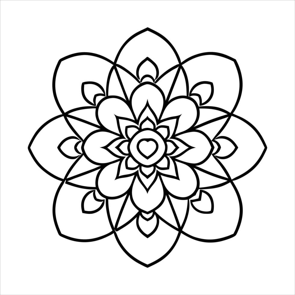 Floral Mandala Heart Outline vector