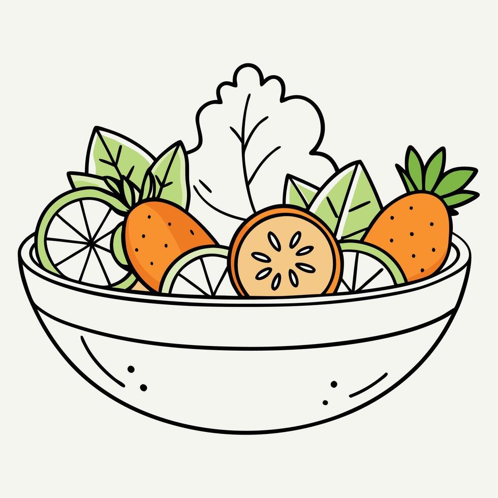 Colourful Bow of Fresh Fruits and Vegetables for Healthy Lifestyle Vegan and Vegetarian. vector
