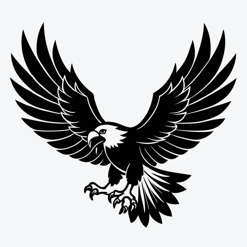 The eagle, predatory bird, flies with outstretched wings. Figure isolated on a white background. vector