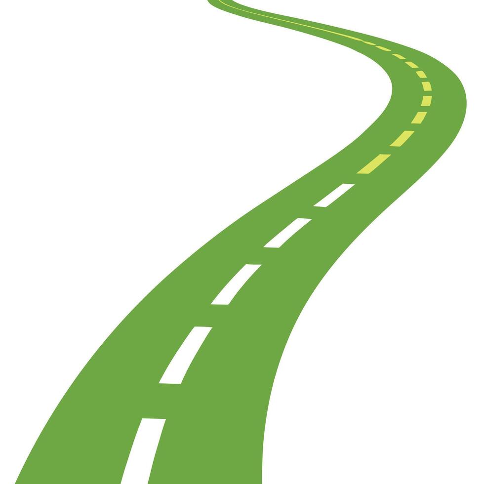 Winding road. Journey traffic curved highway. Road to horizon in perspective. vector