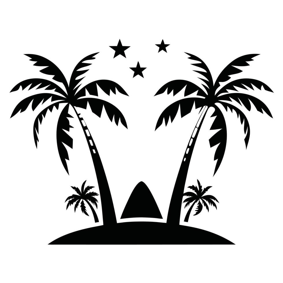Black palm trees set isolated on white background. Palm silhouettes. Design of palm trees for posters, banners. vector