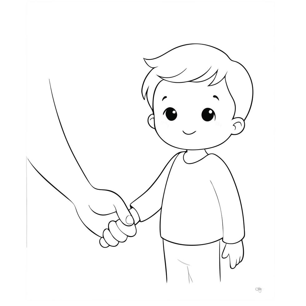 Fathers Day Line Art Illustration. Father and Baby Continuous One Line Drawing. Happy Family Minimalist Illustration. vector