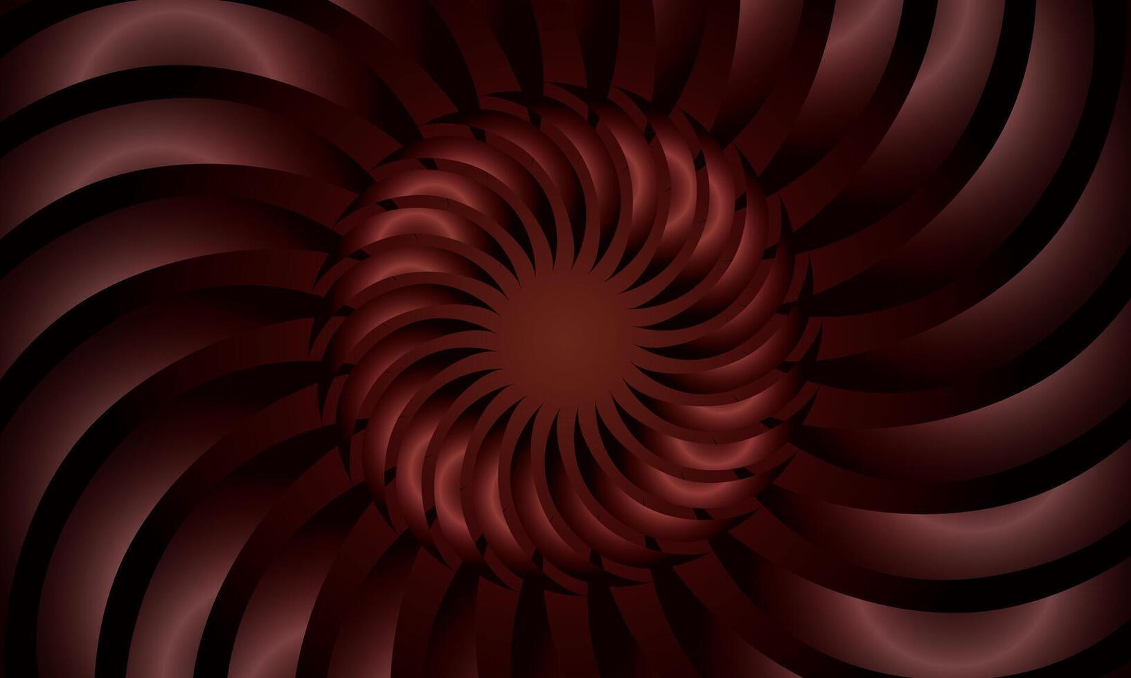 Twist spiral curly wavy curved spinning pattern. abstract spiral circular pattern dark red background. shiny red shape. vector