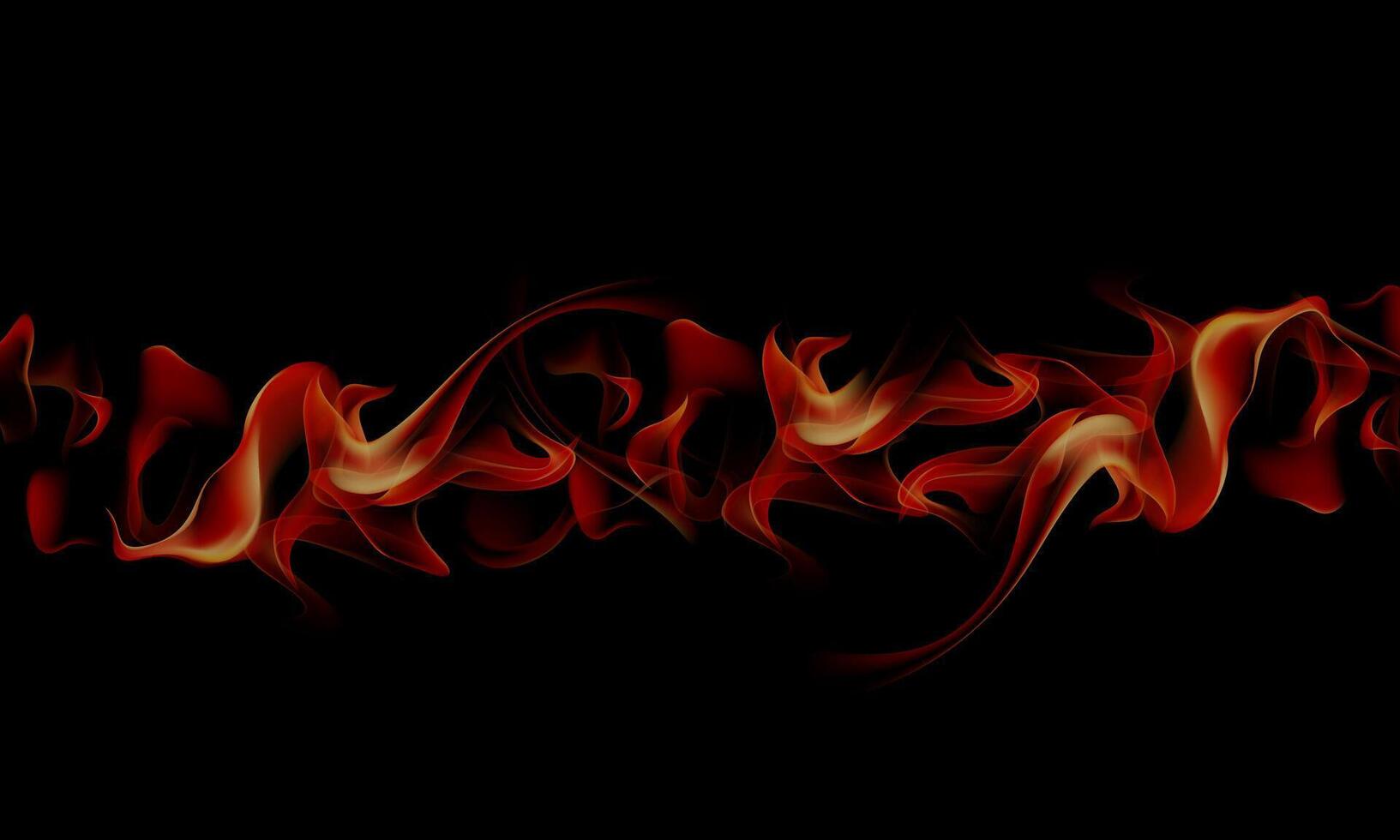 Flaming hot fire. glowing flare flaming explosions on black background. smooth motion smoke. vector