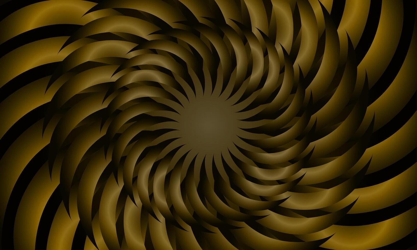 Twist spiral curly wavy curved spinning pattern. abstract spiral circular pattern yellow gold background. vintage background. vector