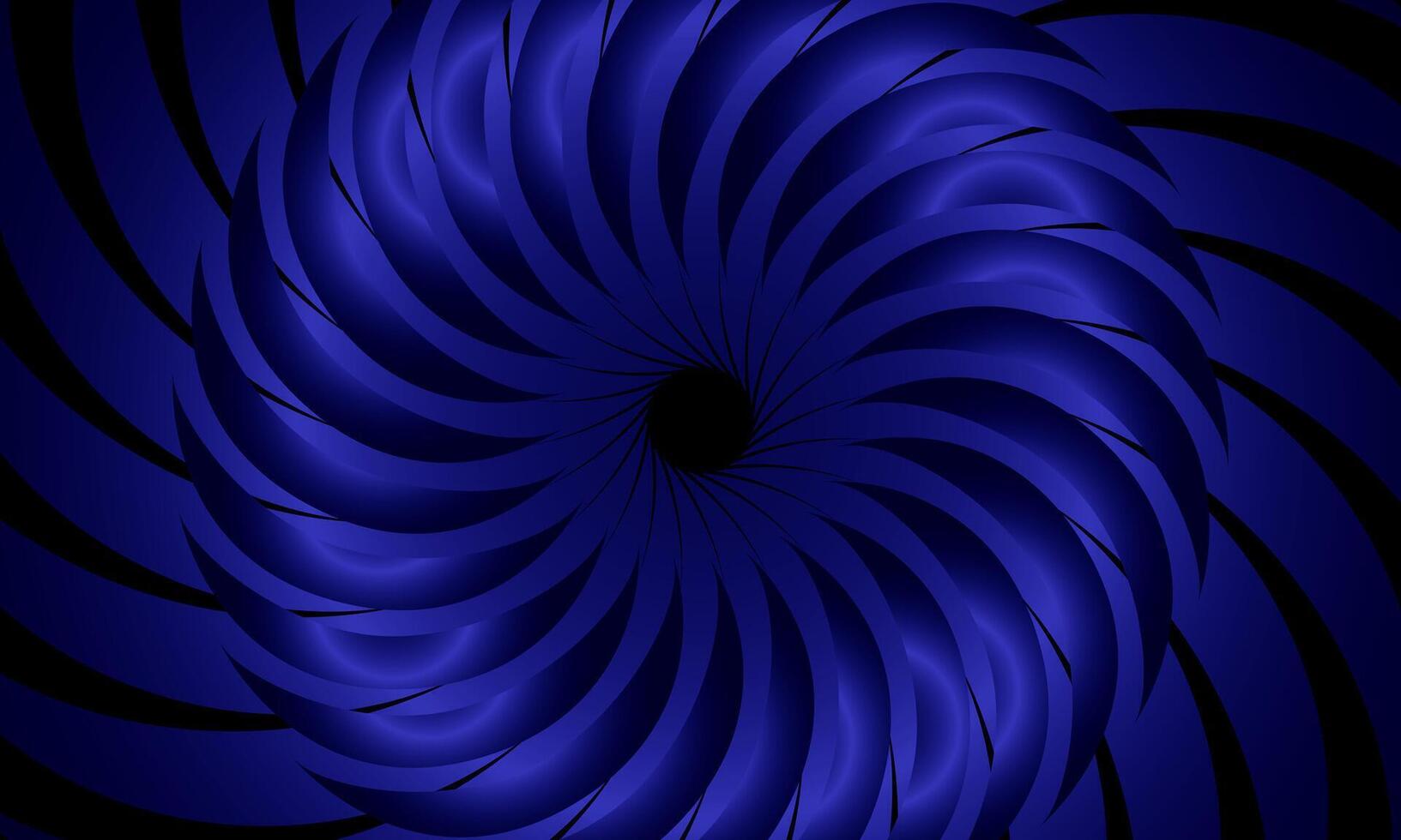 Twist spiral curly wavy curved spinning pattern. abstract spiral circular pattern dark blue background. smooth color. vector
