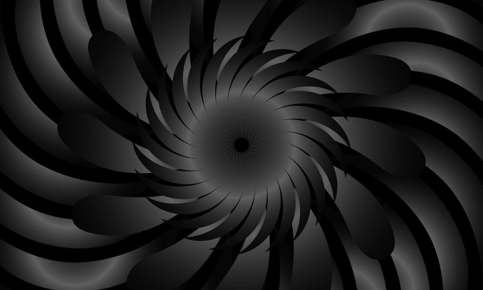 Twist spiral curly wavy curved spinning pattern. abstract spiral circular pattern shiny black background. retro style. vector