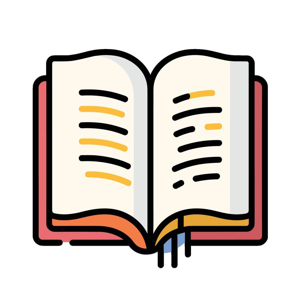 An open book with a page open vector