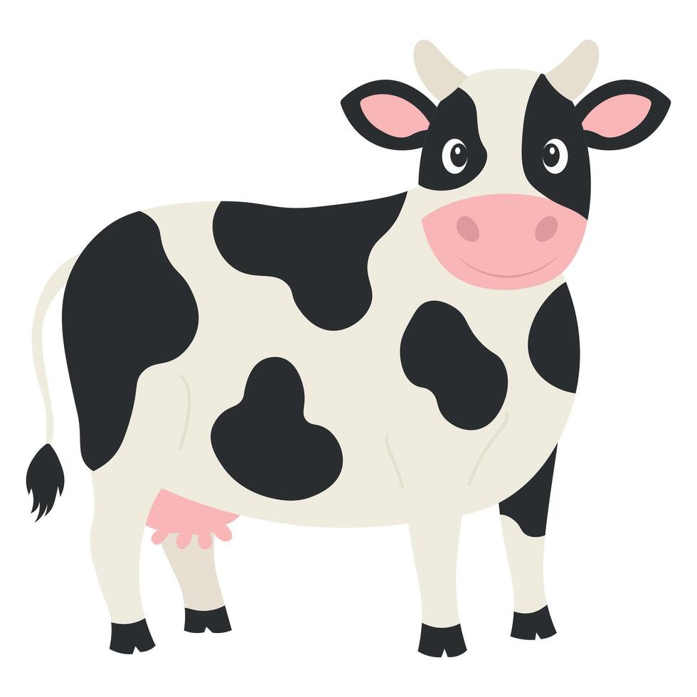 Cow in flat style. Illustration of an animal on a farm vector
